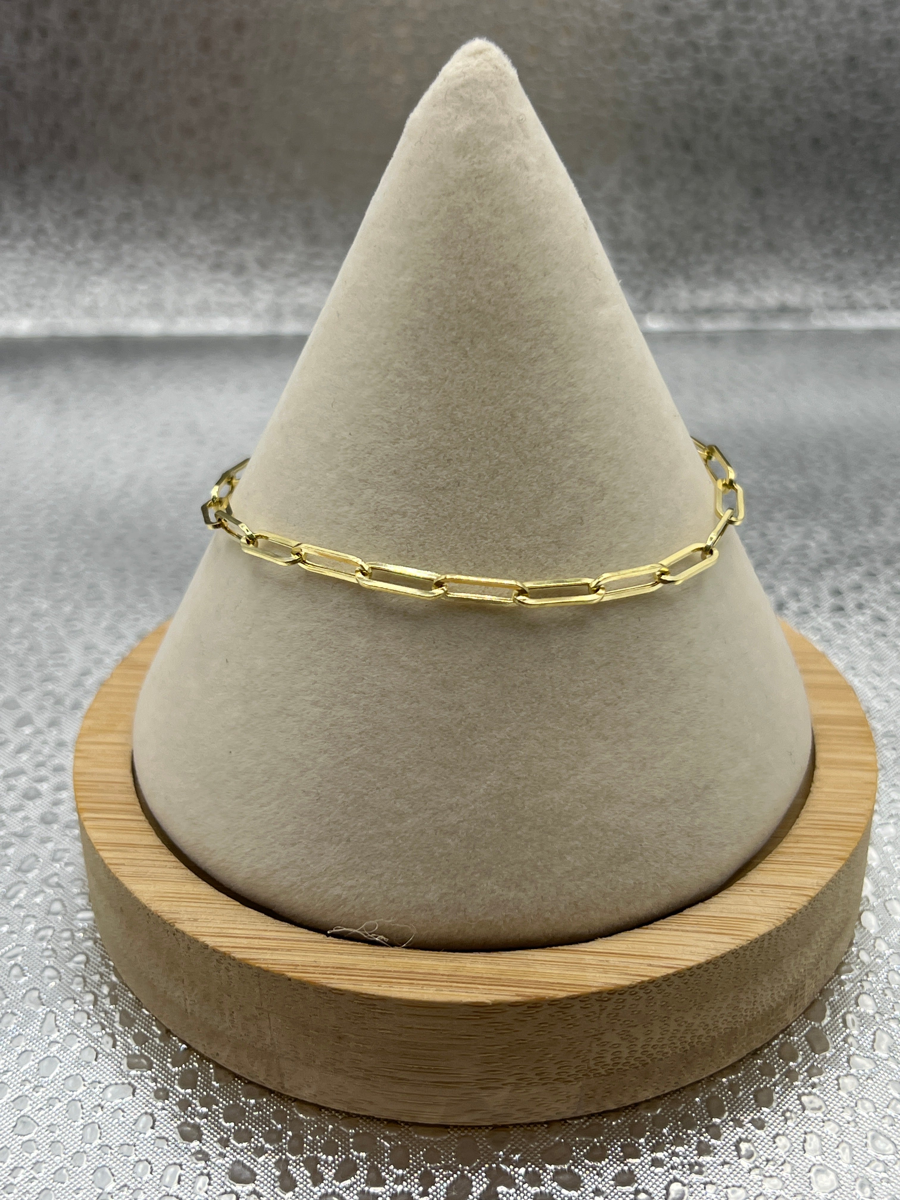 10k yellow gold bracelet paperclip “7” 3.2mm