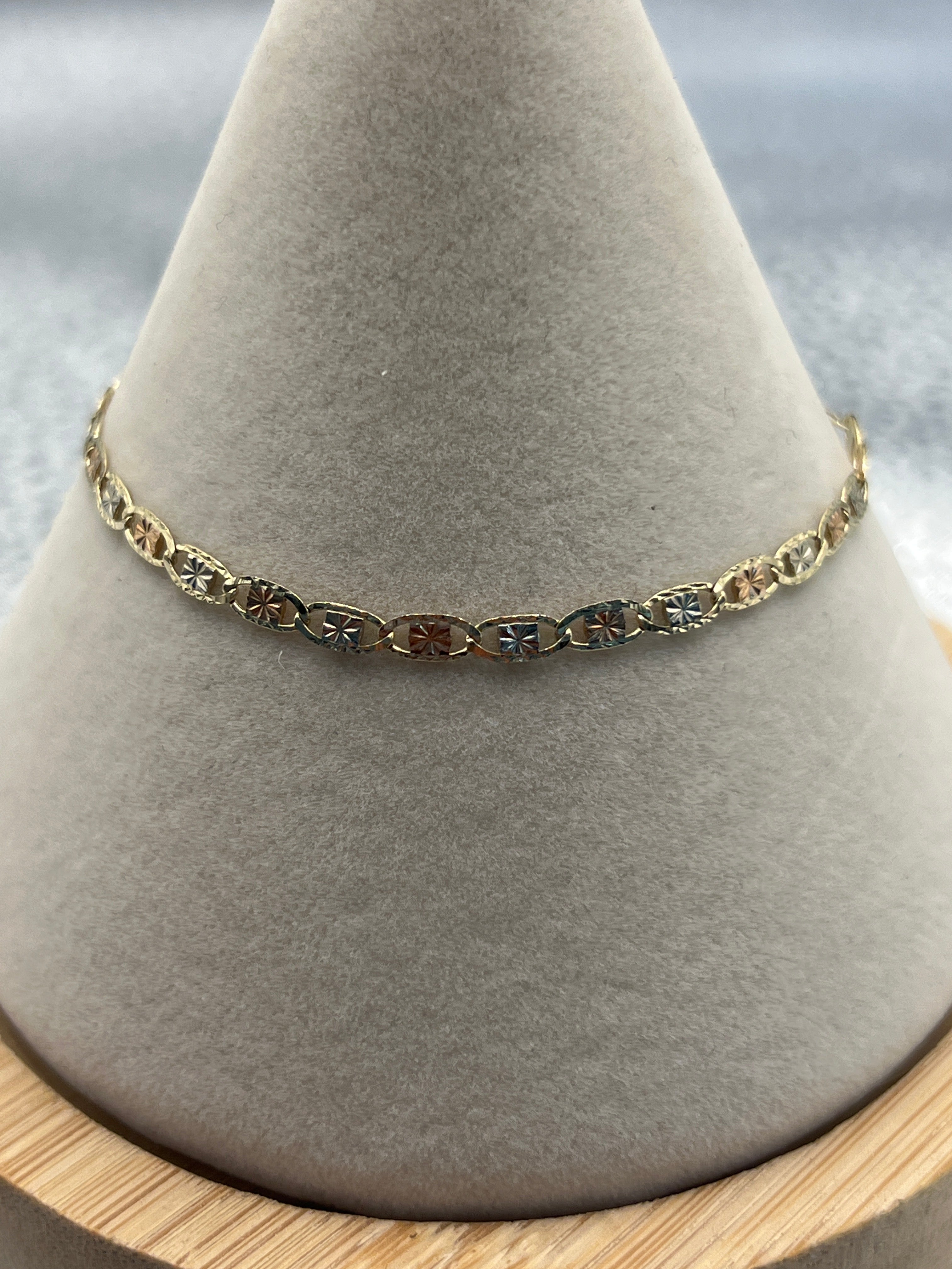 10k three-color valentino bracelet “7” 3mm