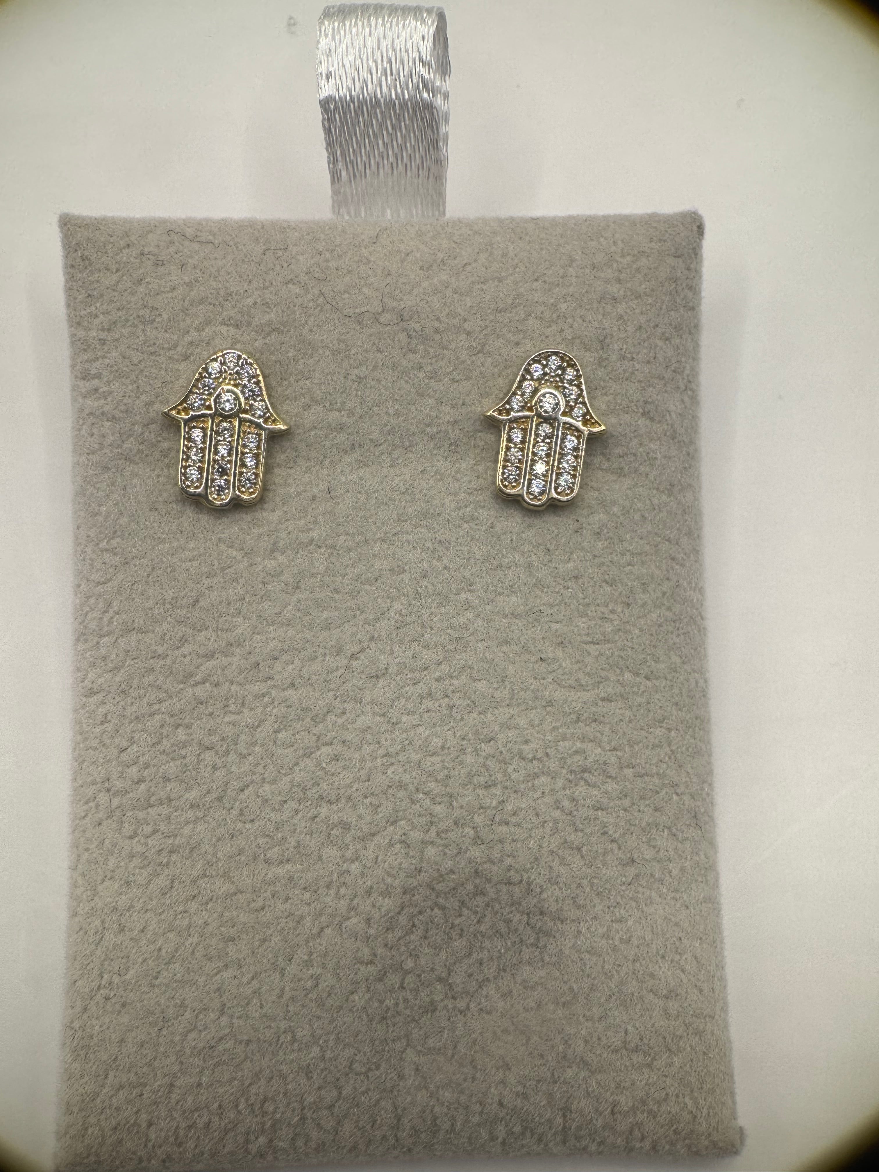 Pendiente de mano de Fátima de oro amarillo de 10k