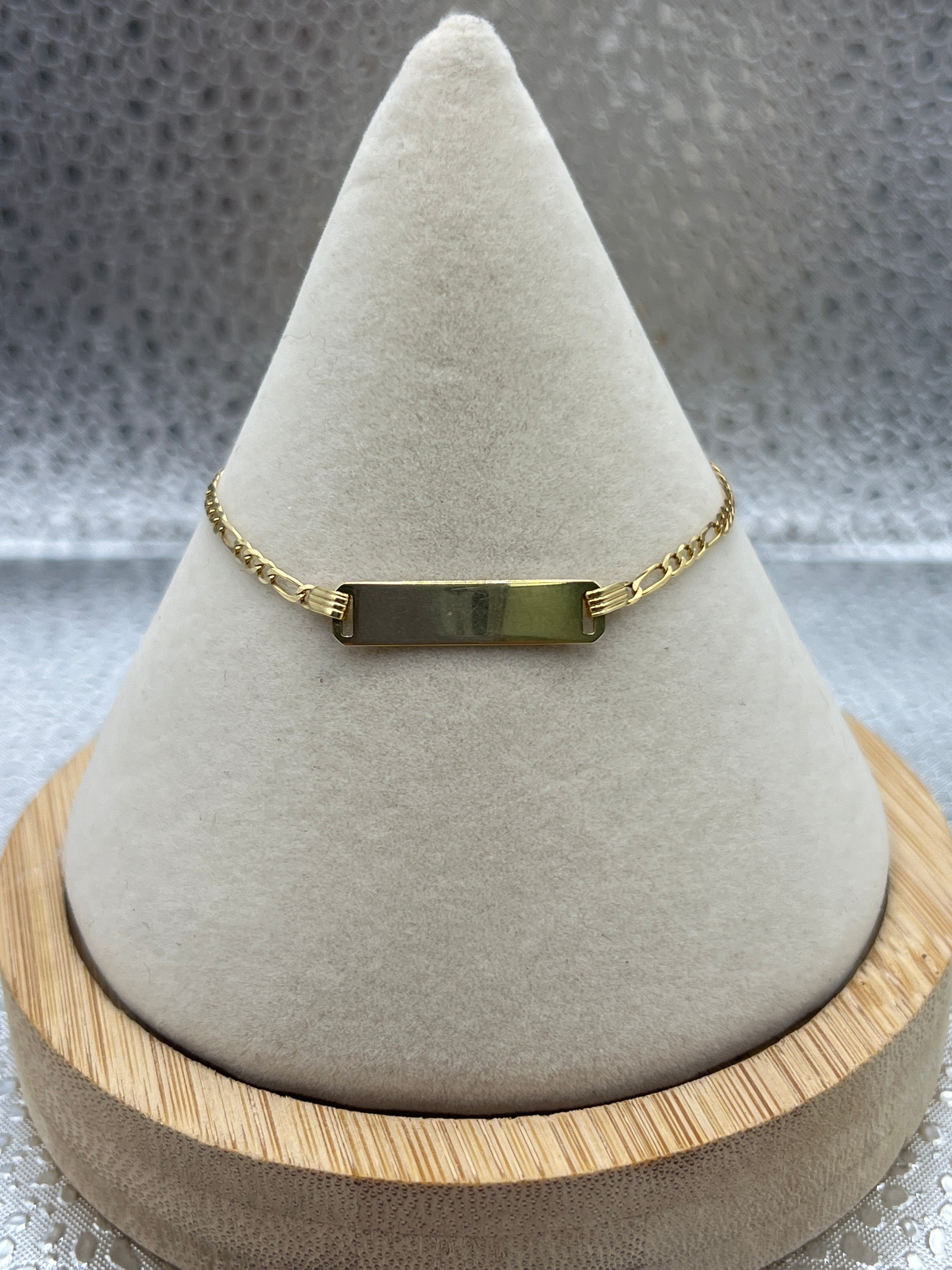 Pulsera de chapa de oro amarillo de 10k, tamaño "6", 2mm