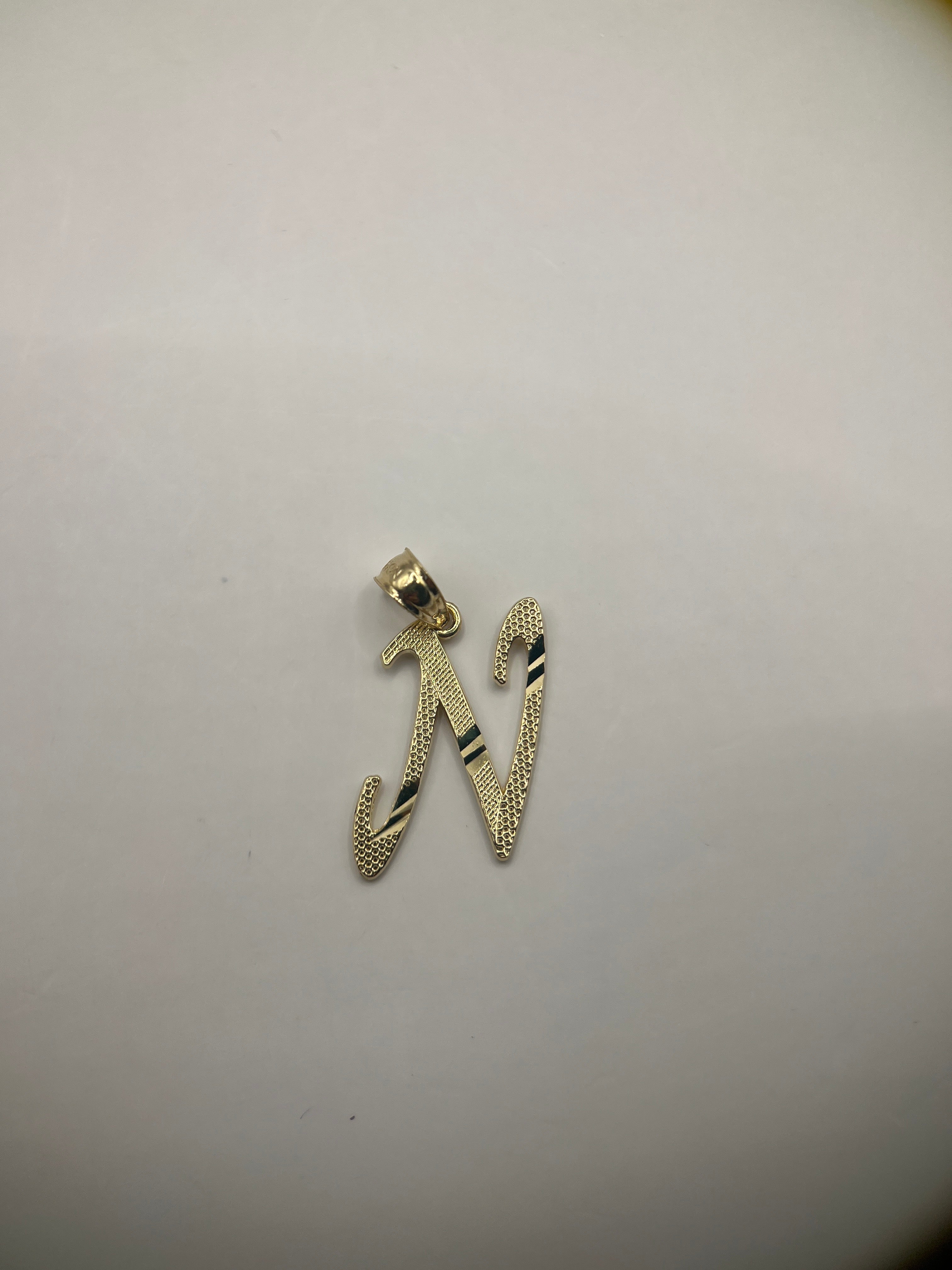 14k yellow gold initial letter N
