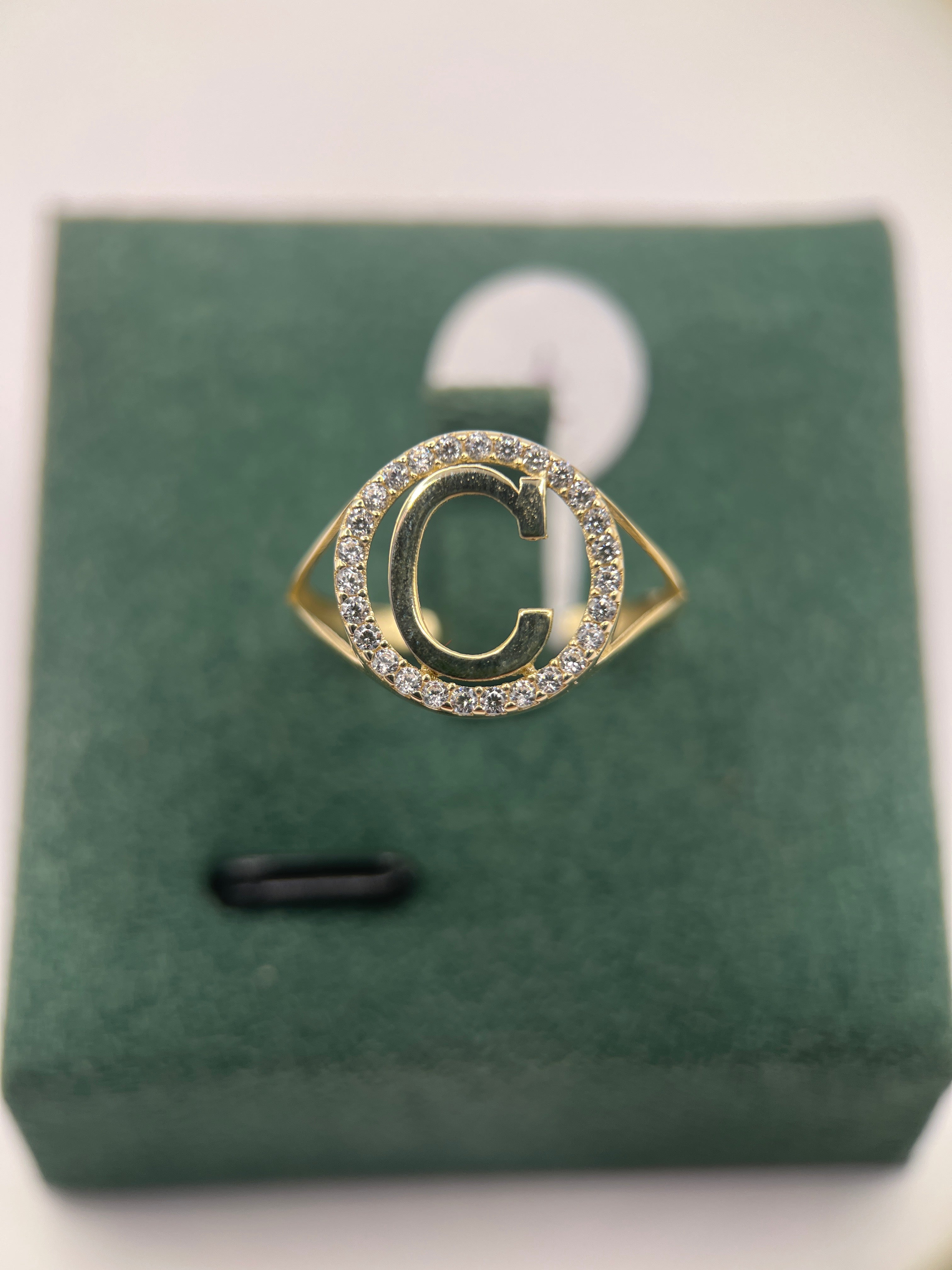 10k yellow gold initial ring C “7”