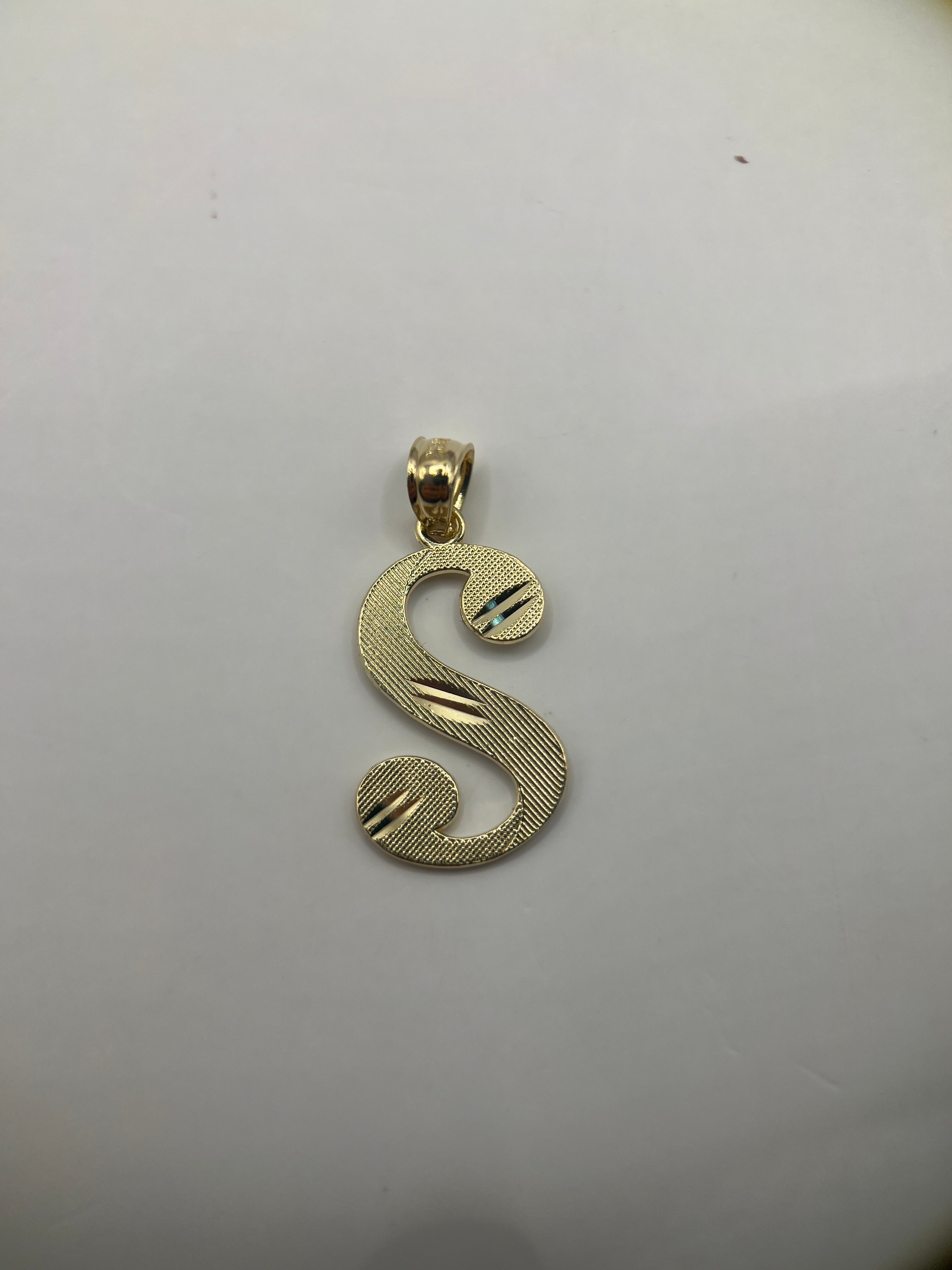 14k yellow gold initial letter S