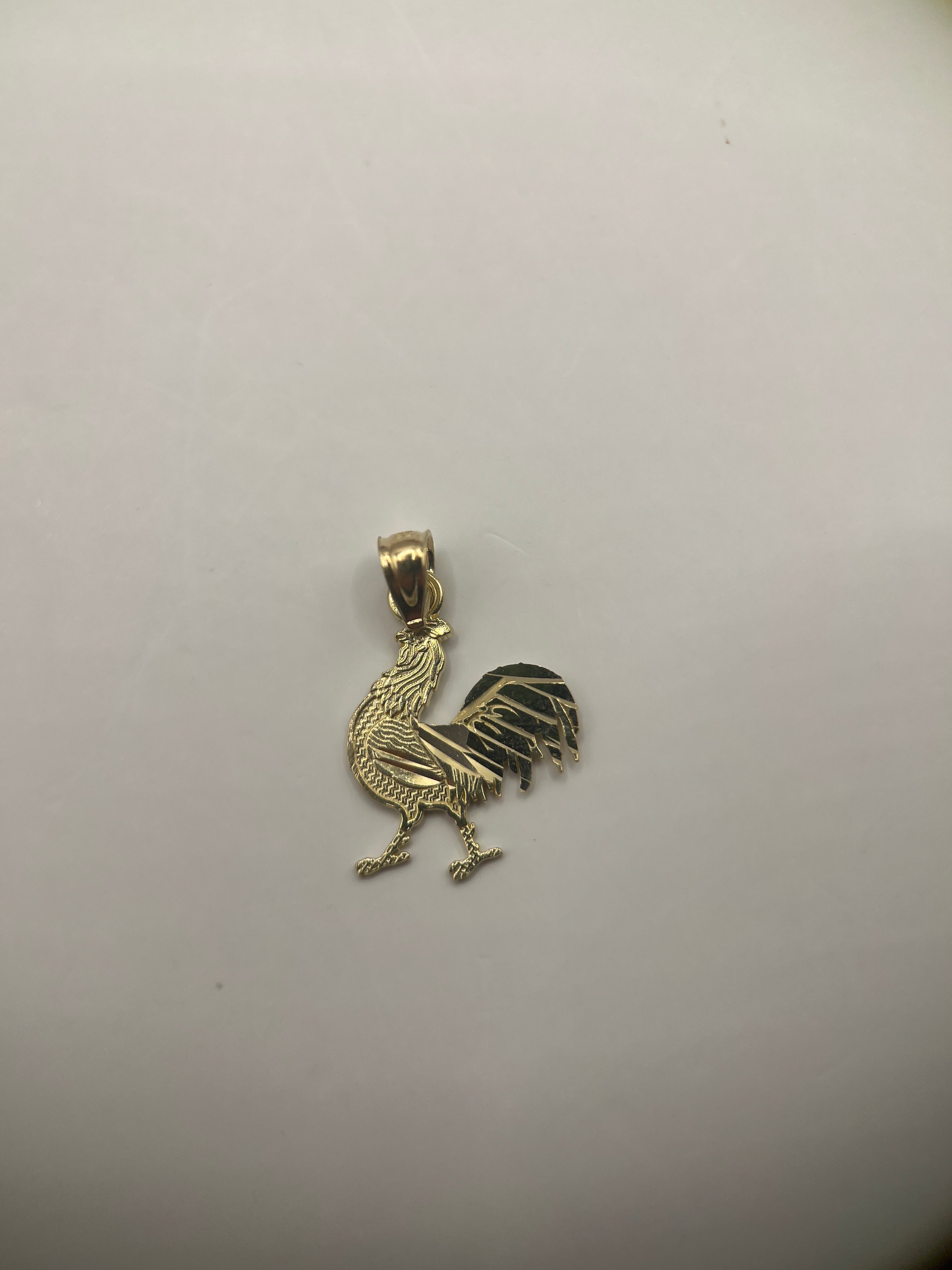 14k yellow gold rooster pendant
