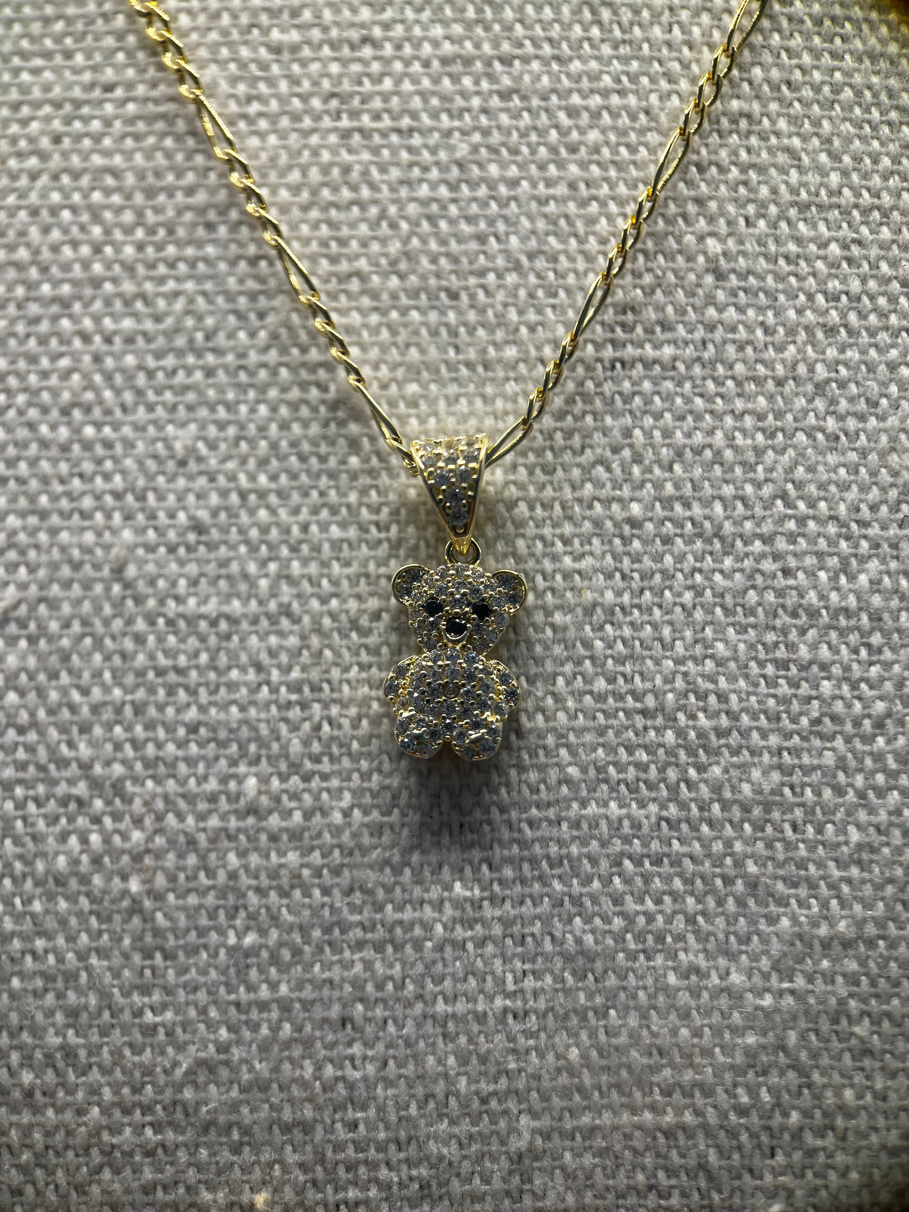 14k yellow gold bear pendant