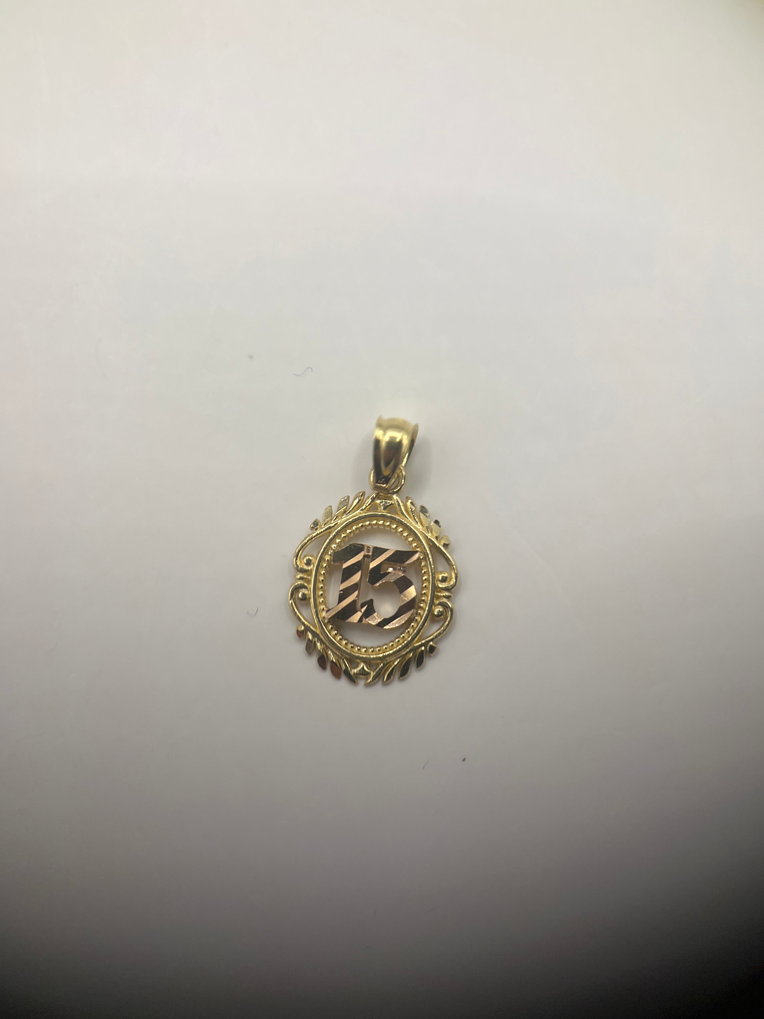 14k yellow gold 15th birthday pendant