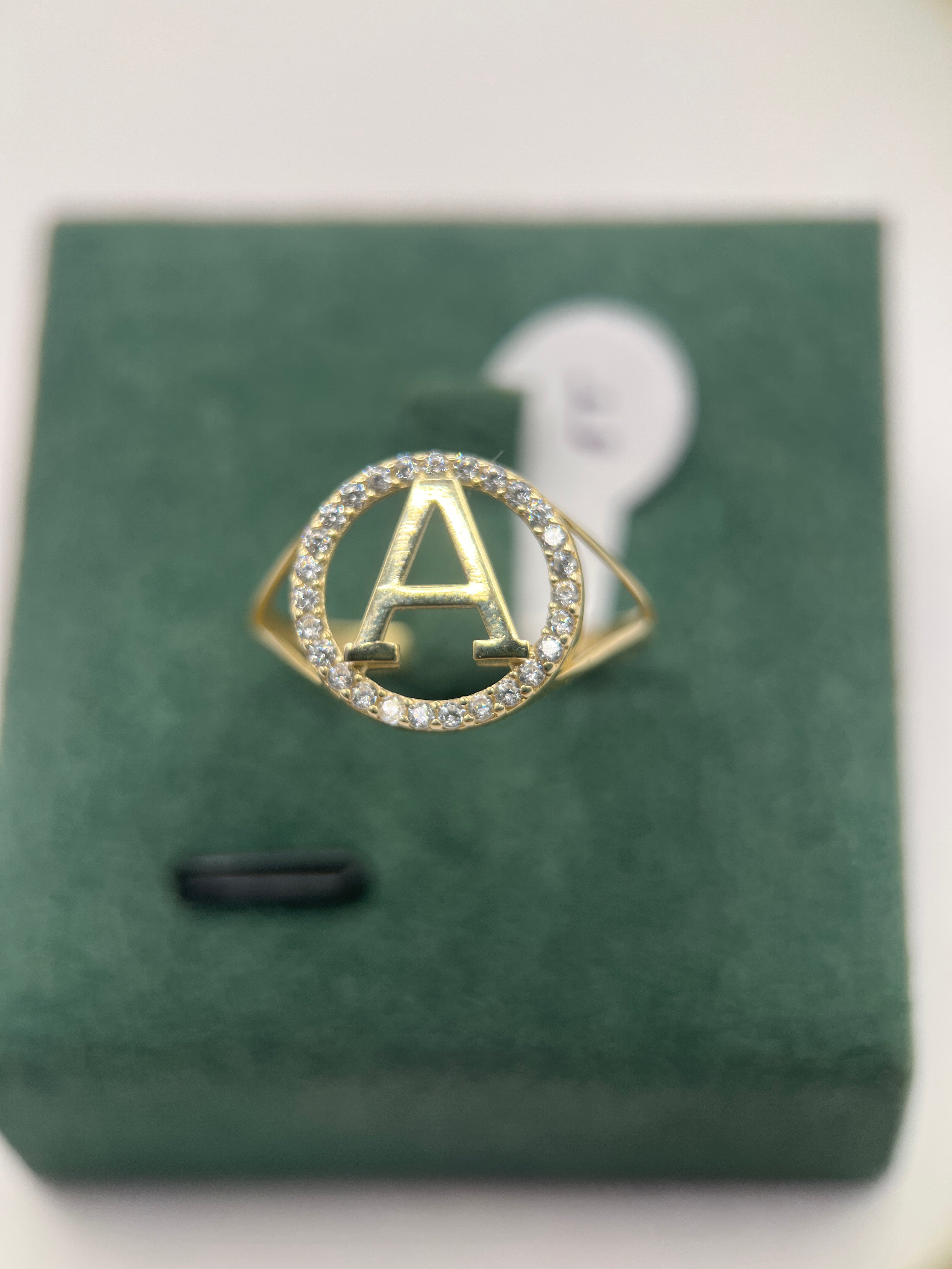 10k yellow gold initial ring A “7”