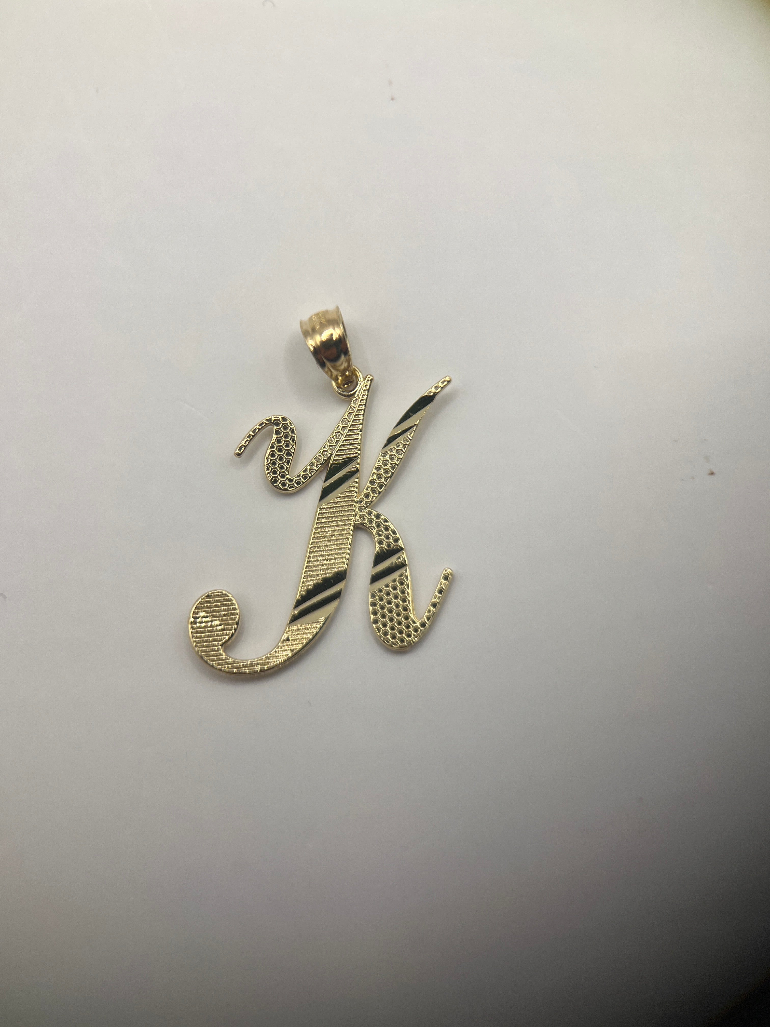 14k yellow gold initial letter K