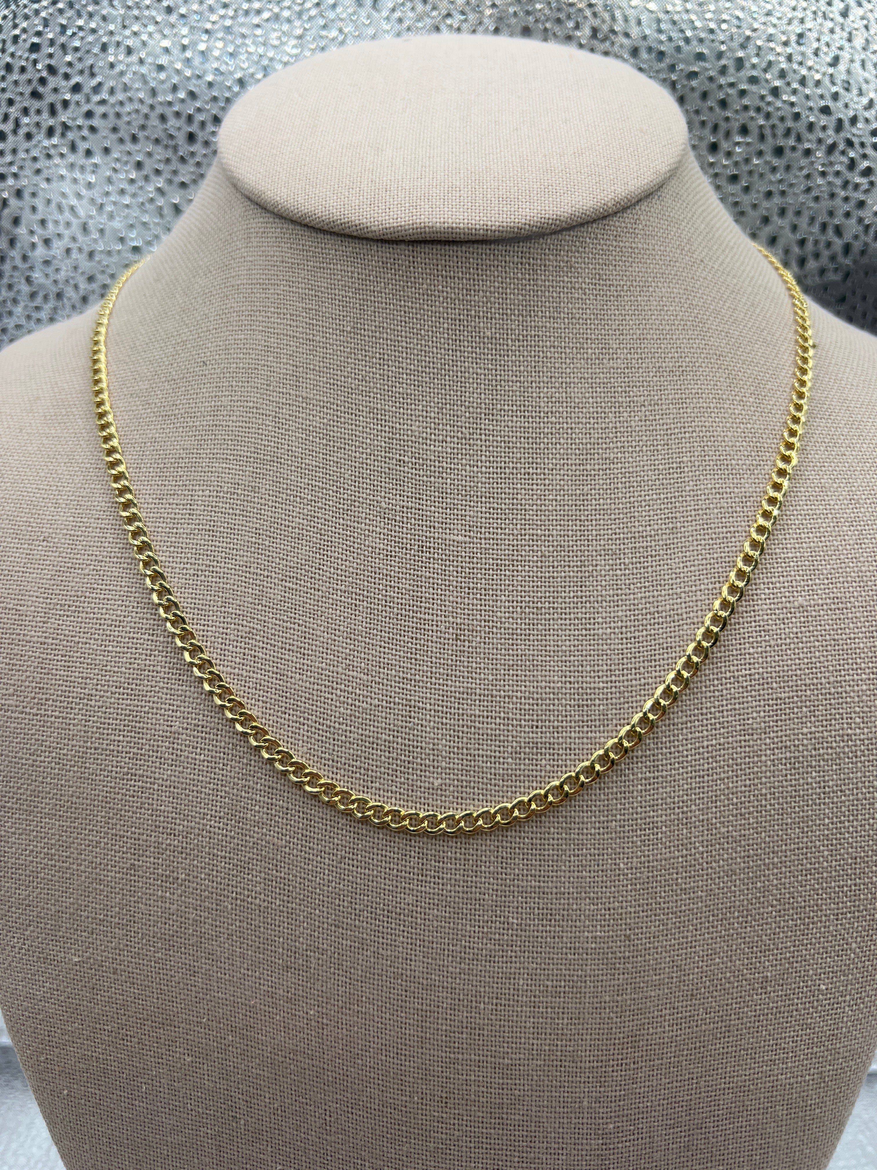 Cadena cubana de oro amarillo de 10k "18" 3.3mm