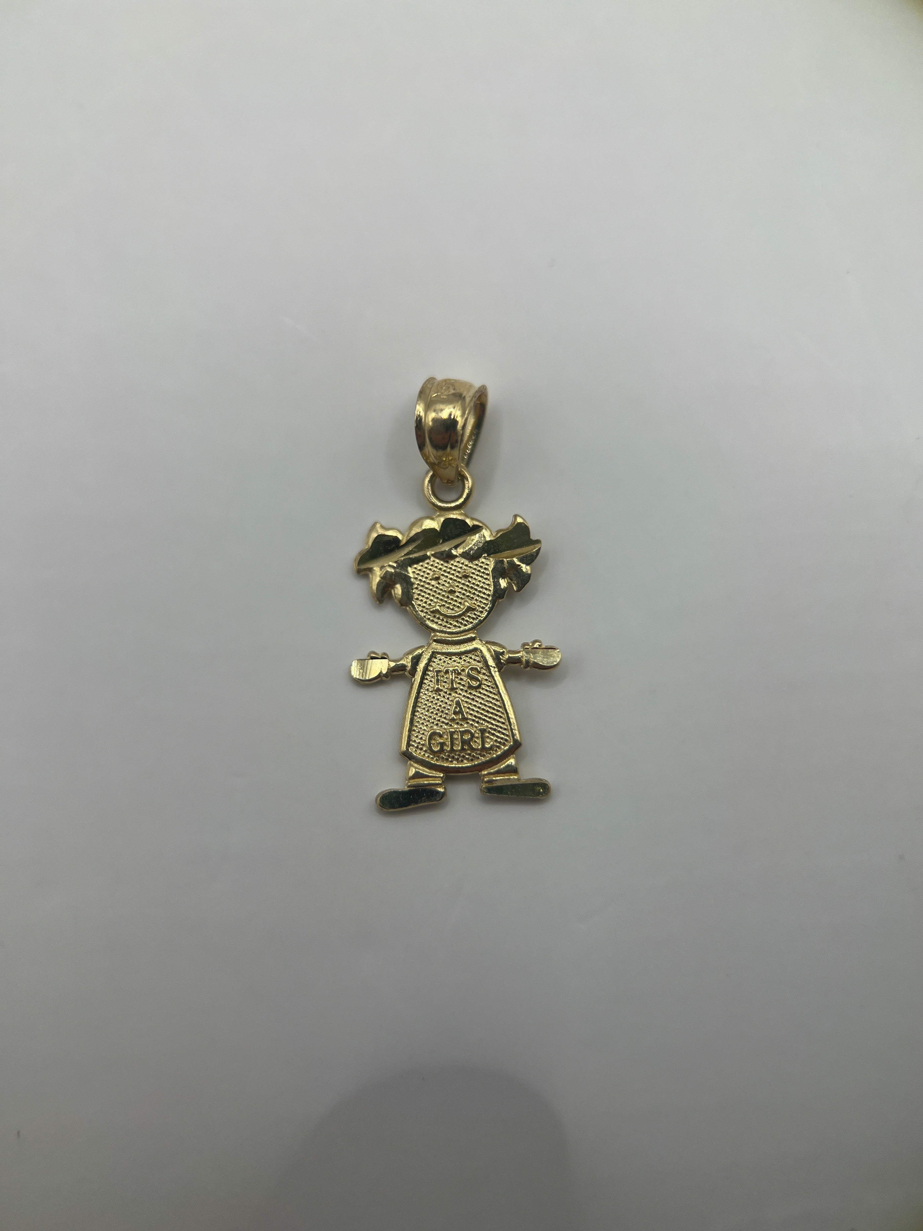 14k yellow gold girl pendant