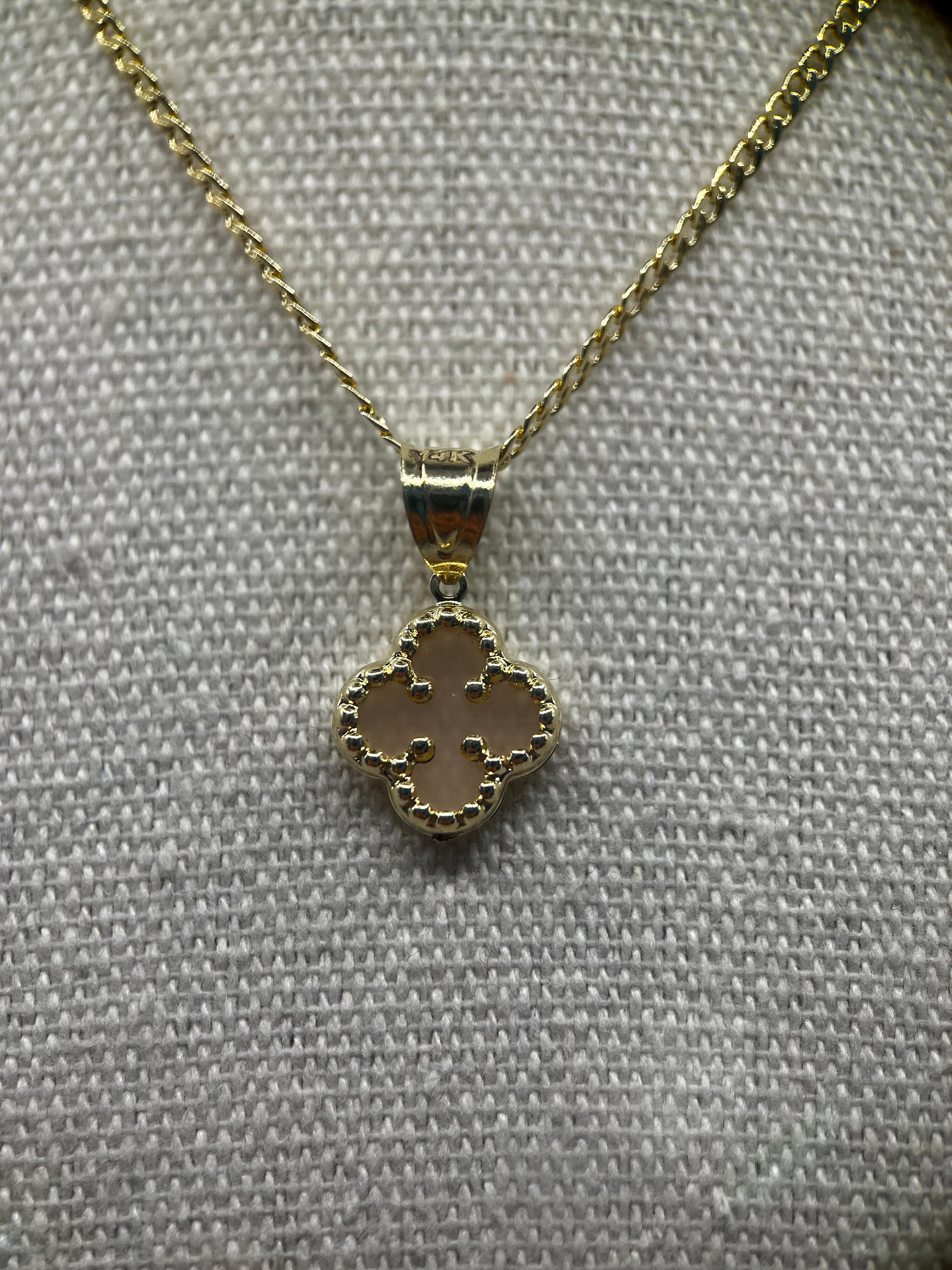 14k yellow gold flower pink