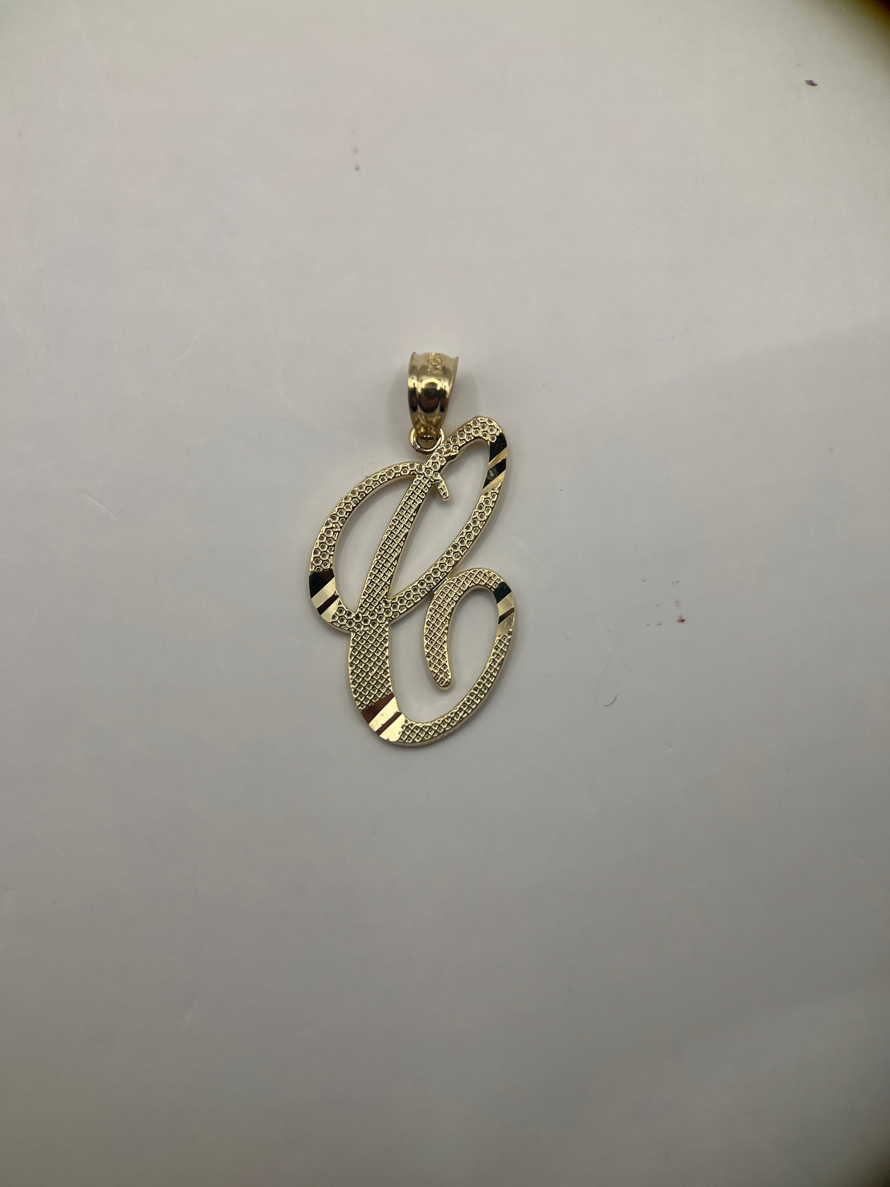 14k yellow gold initial letter C